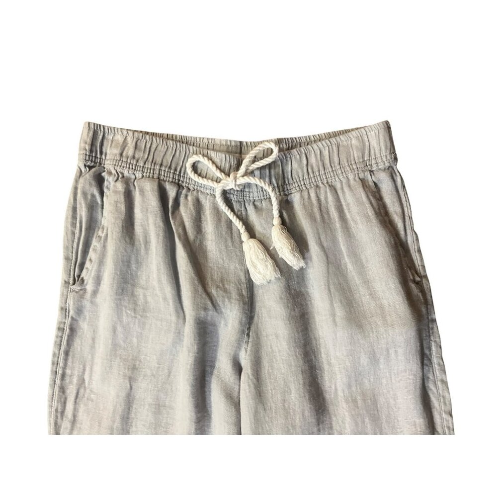 Cynthia Rowley 100% Linen Cropped Pants Womens L Light Gray Used - Picture 5 of 14